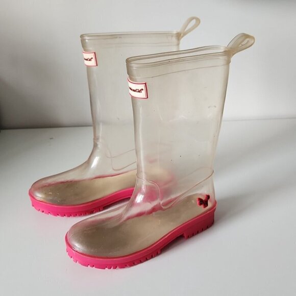 AMERICAN GIRL | Wellie Wishers Peek A Boo Wellies Clear Rain Boots sz 1/2 - Picture 2 of 7